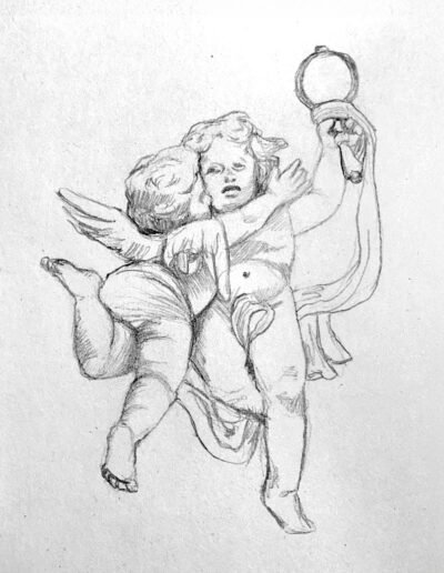 The Putti of Modica are fighting over a mirror, Sicily, Italy
