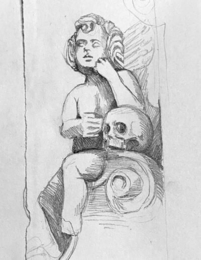 Putto from Modica thinks about death, Sicily, Italy