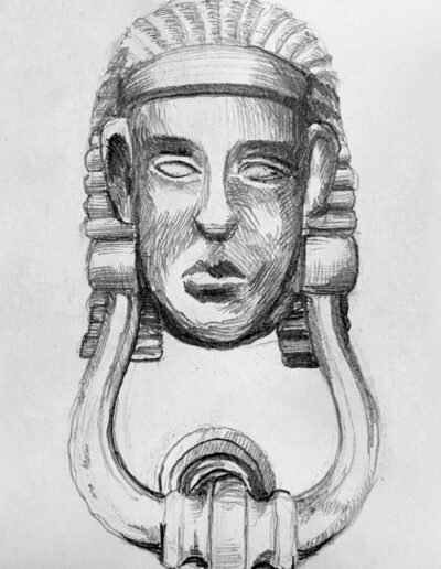 Sicilian door knockers look at you when you use them. Modica, Italy