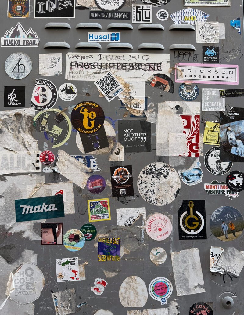 Sticker collage, Modica, Sicily, Italy